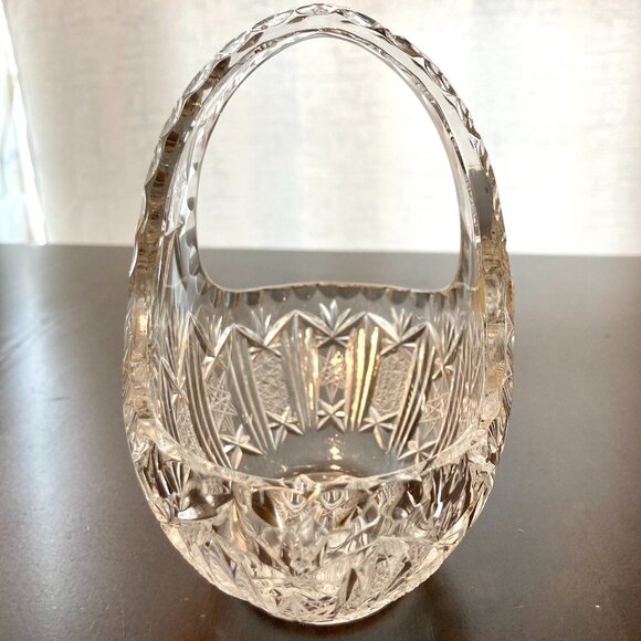 Vtg Lausitizer Glas 24% Lead Crystal German Hand-Cut Trinket Candy Coin Basket - Picture 6 of 12